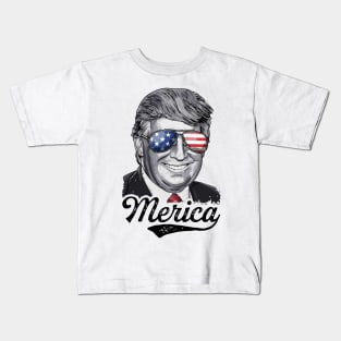 4th of July Trump 2020 Merica Patriotic Sunglasses USA Gift Kids T-Shirt